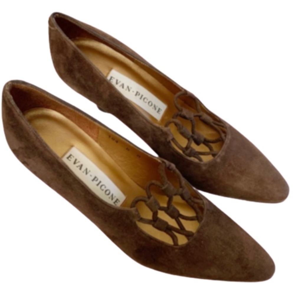 Evan Picone Suede Leather Pointy Toe Heels 8M